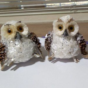 Vintage doll face Snow foam owls Christmas angels' ornamental decoration set 3